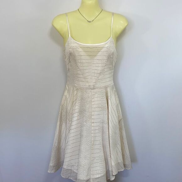 Bebe Dress White Snakeskin Print Fit & Flare Excellent Vintage Sz 2 - Picture 1 of 7